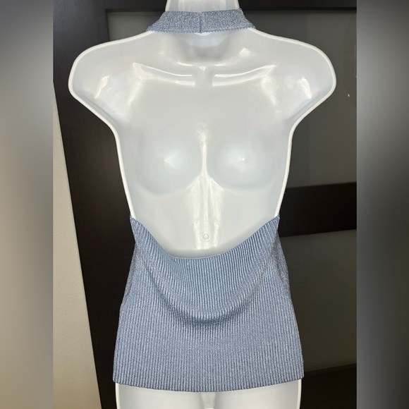 New Vice Ribbed Halter Blue Top Size Large - Picture 4 of 9